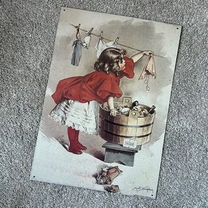 Vintage "A BUSY DAY" Tin Sign By Maud Humphrey  1995 Made By Balliol Corp., PA